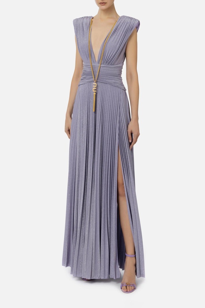 Elisabetta Franchi - Red carpet dress in lurex jersey with necklace - Iris Orchid