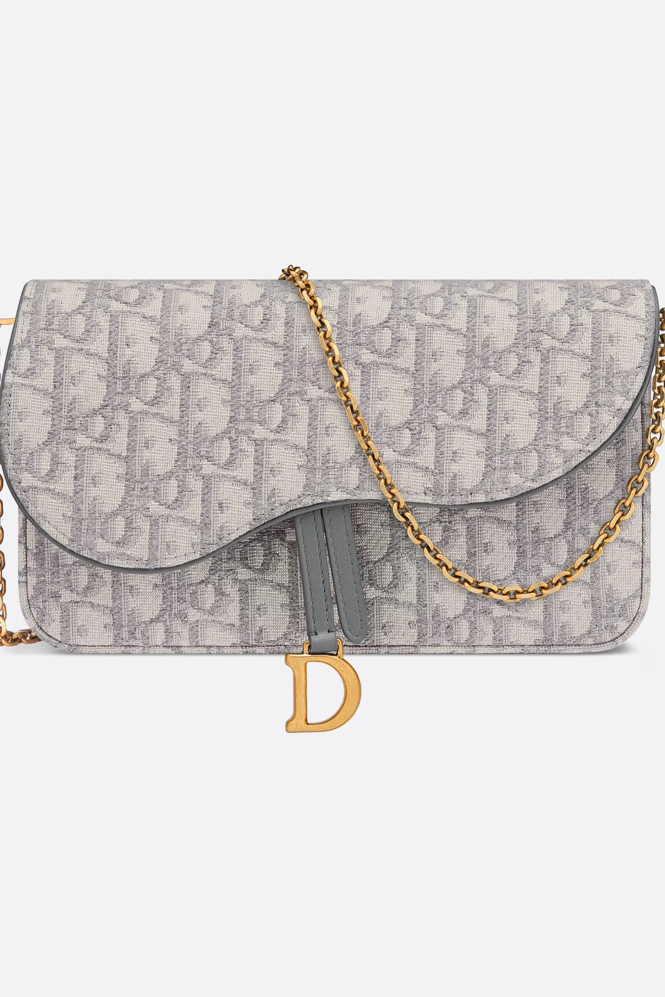 Dior - Saddle Pouch with Chain - Gray