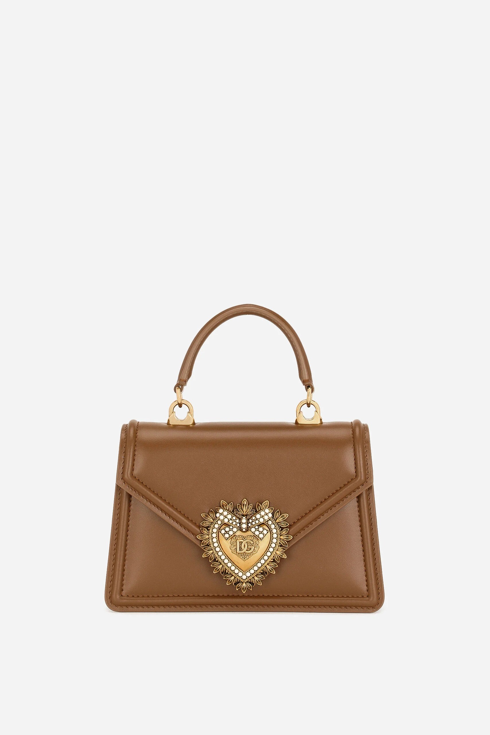 Dolce & Gabbana - Small smooth calfskin Devotion bag - Brown