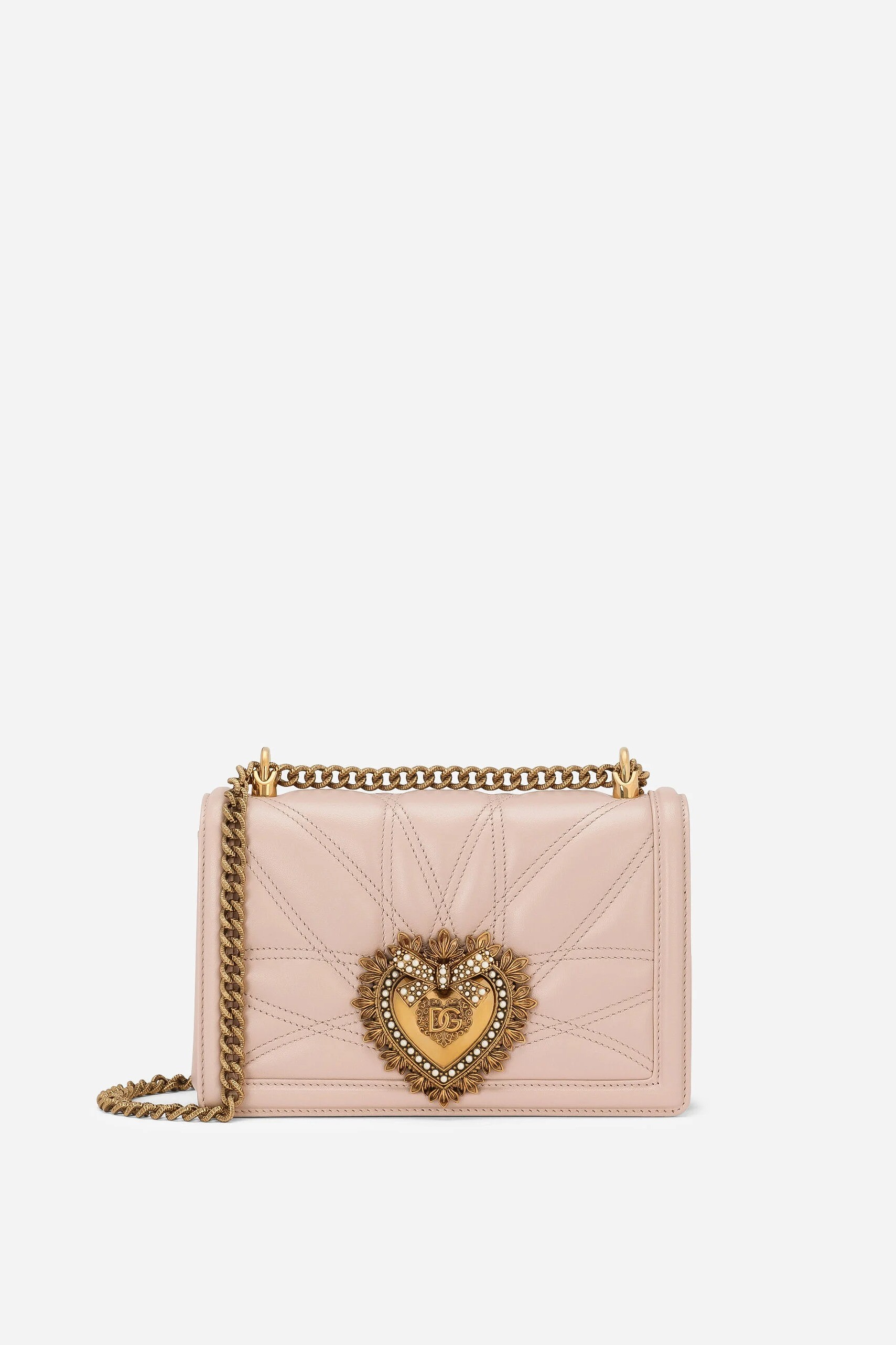 MEDIUM DEVOTION BAG IN QUILTED NAPPA LEATHER - Pale Pink