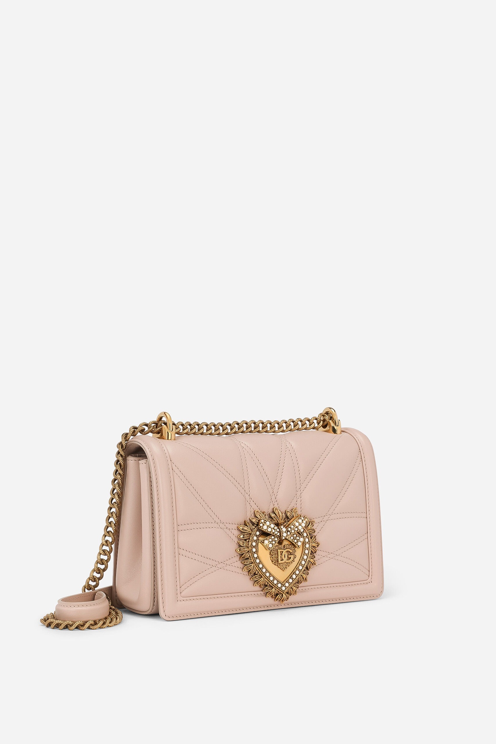 MEDIUM DEVOTION BAG IN QUILTED NAPPA LEATHER - Pale Pink