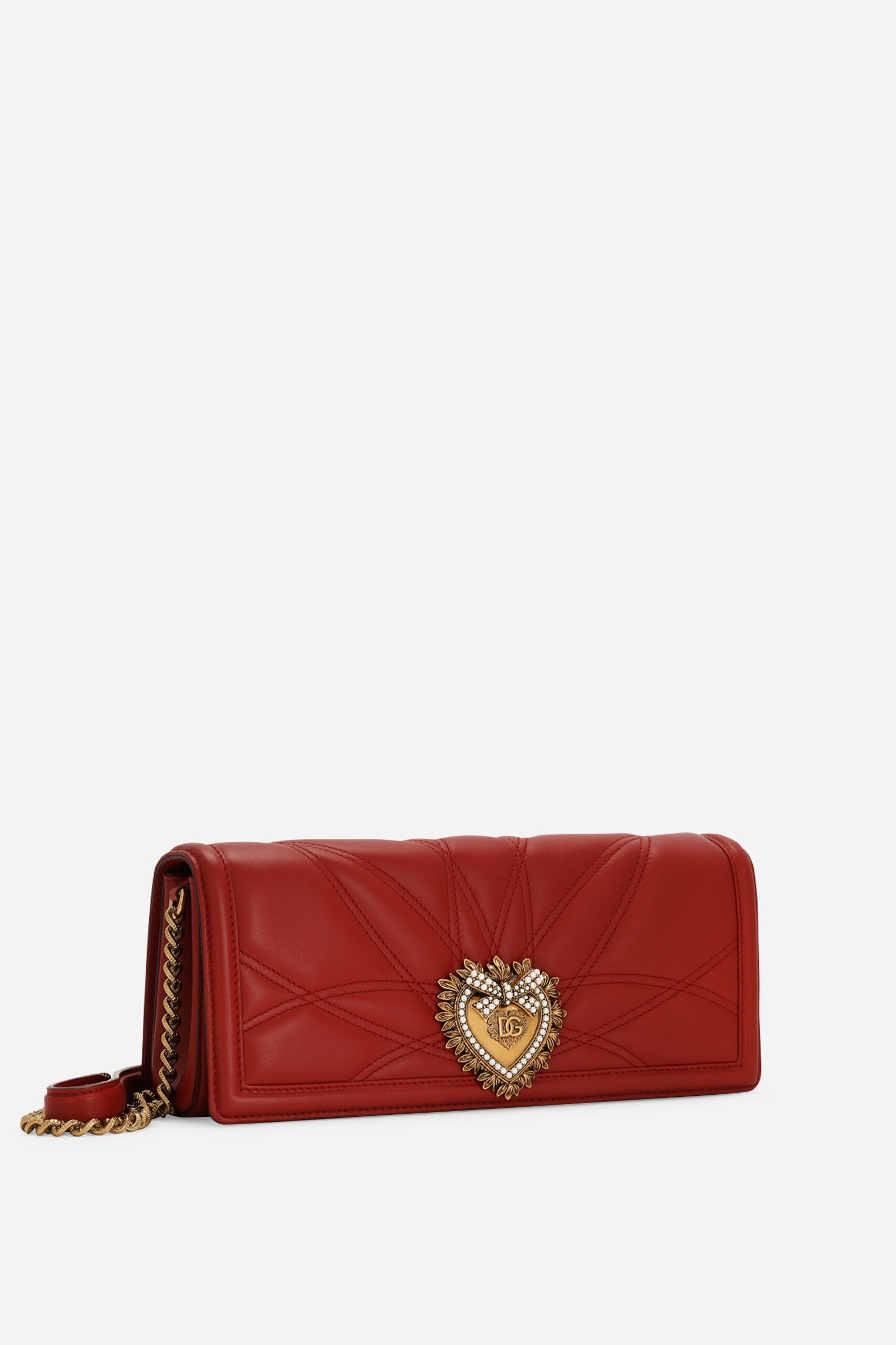 QUILTED NAPPA LEATHER DEVOTION BAGUETTE BAG - Red