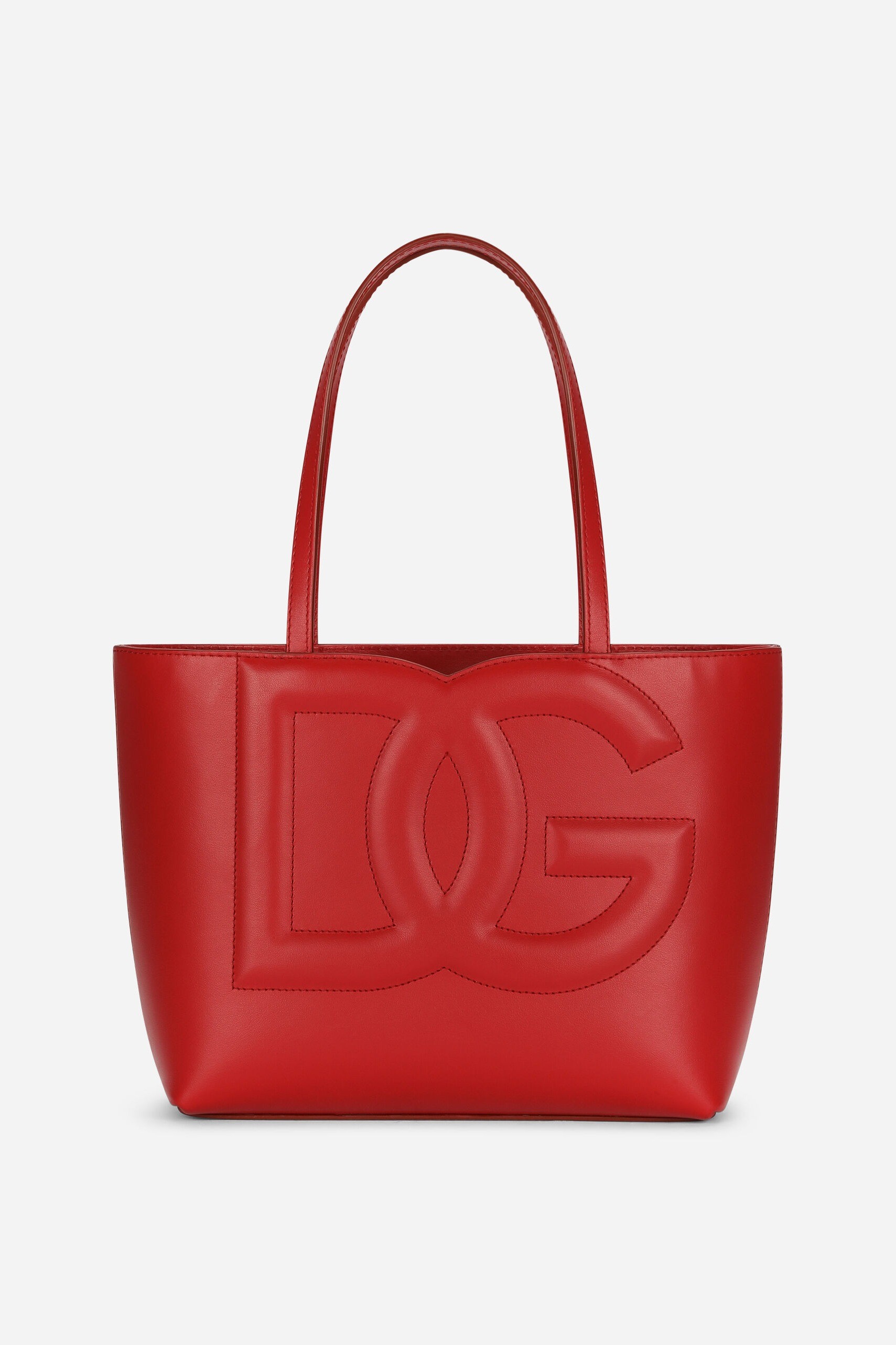 Dolce & Gabbana - SMALL CALFSKIN DG LOGO SHOPPER - Red