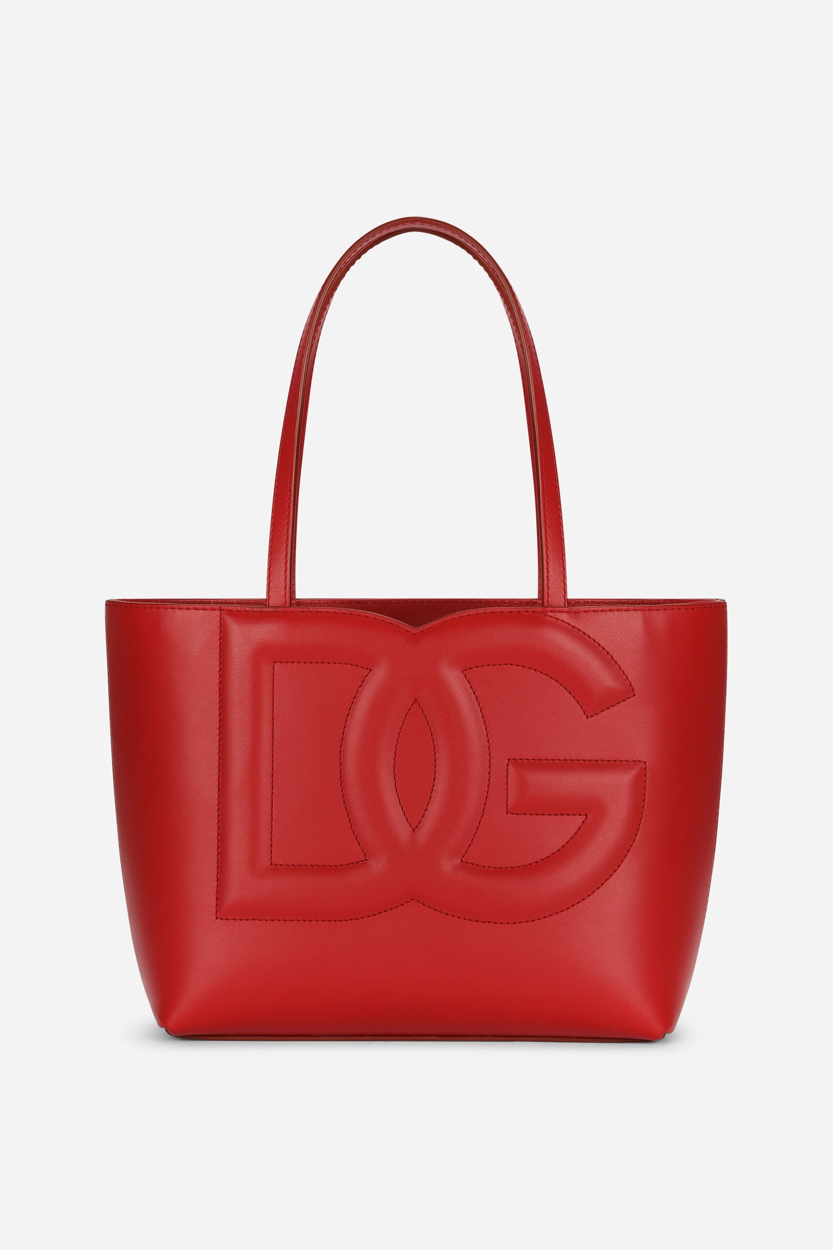 SMALL CALFSKIN DG LOGO SHOPPER - Red