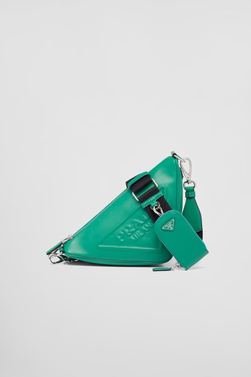 Prada - Prada Triangle leather shoulder bag - Green