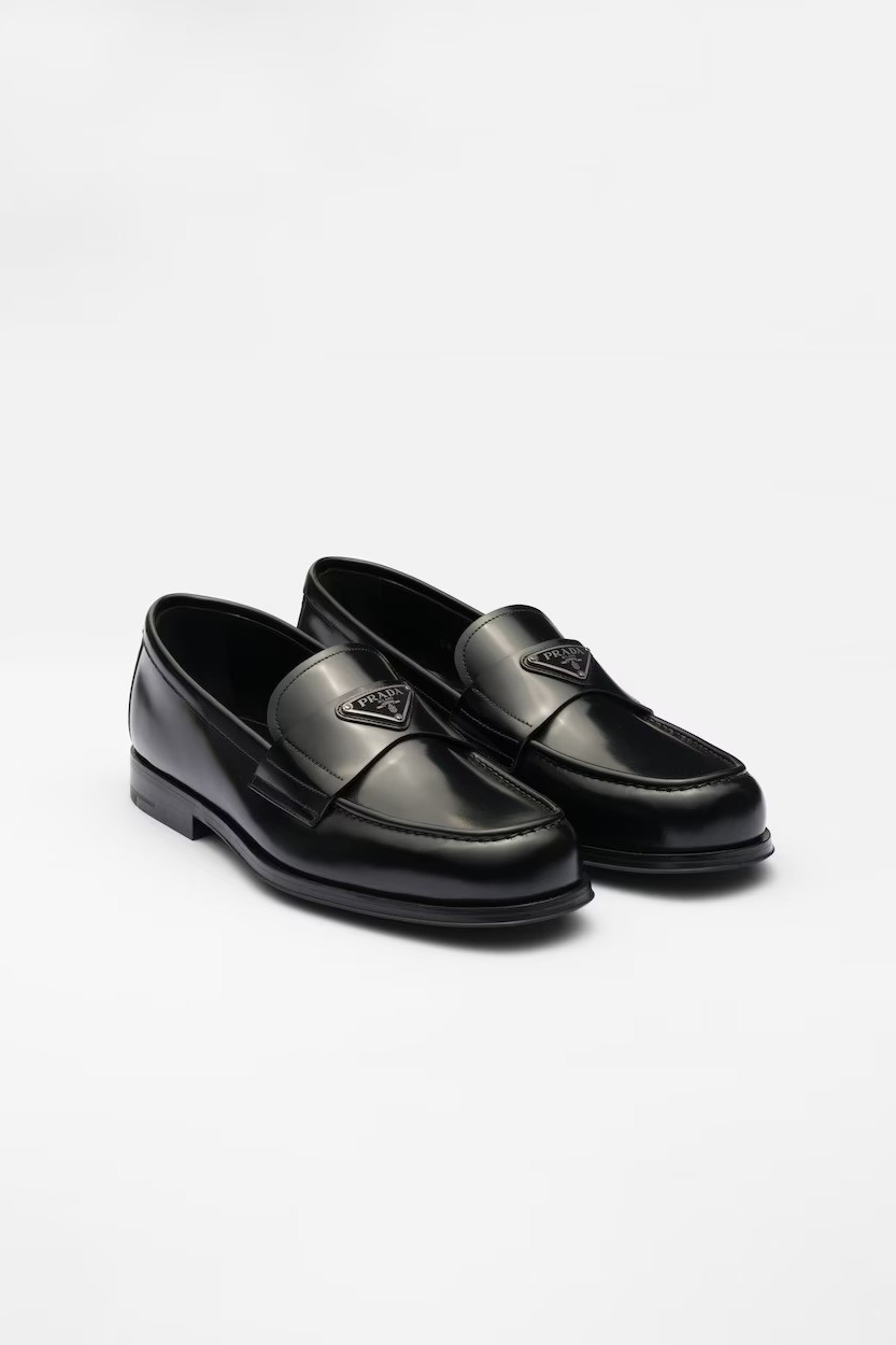 Prada - Brushed leather loafers - Black