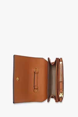 HIMMEL CROSSBODY WALLET IN EMBOSSED LOGO LEATHER MINI - Cognac