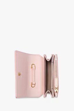 HIMMEL CROSSBODY WALLET IN EMBOSSED LOGO LEATHER MINI - Pink