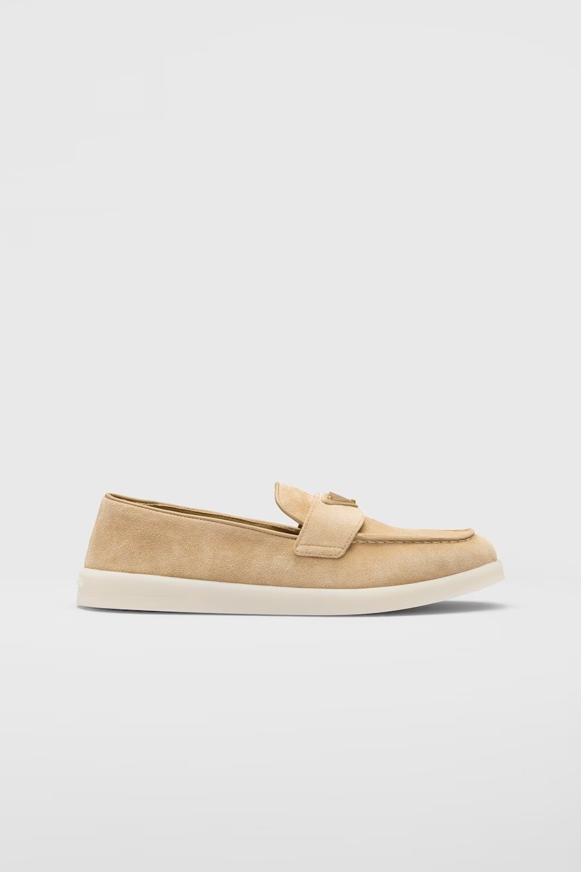 Suede leather loafers - Ecru