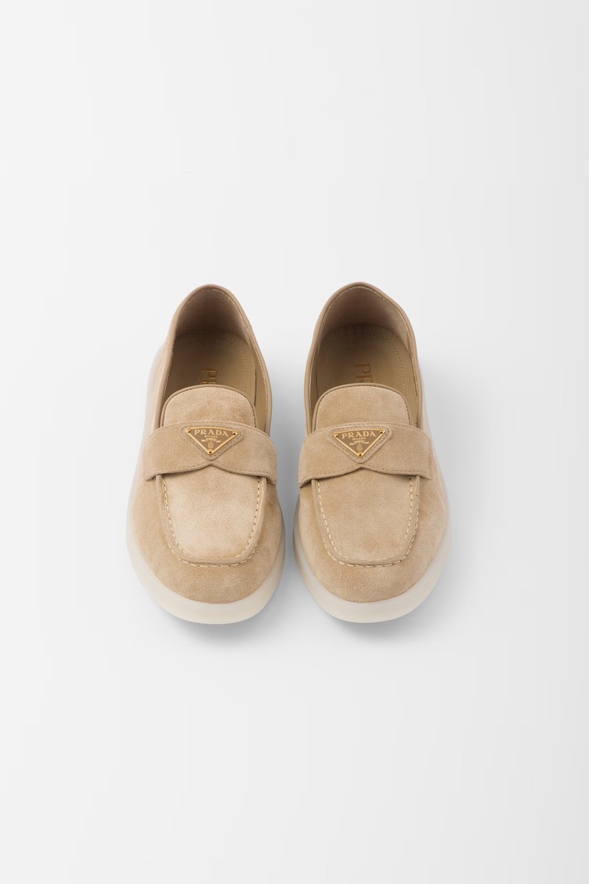 Suede leather loafers - Ecru