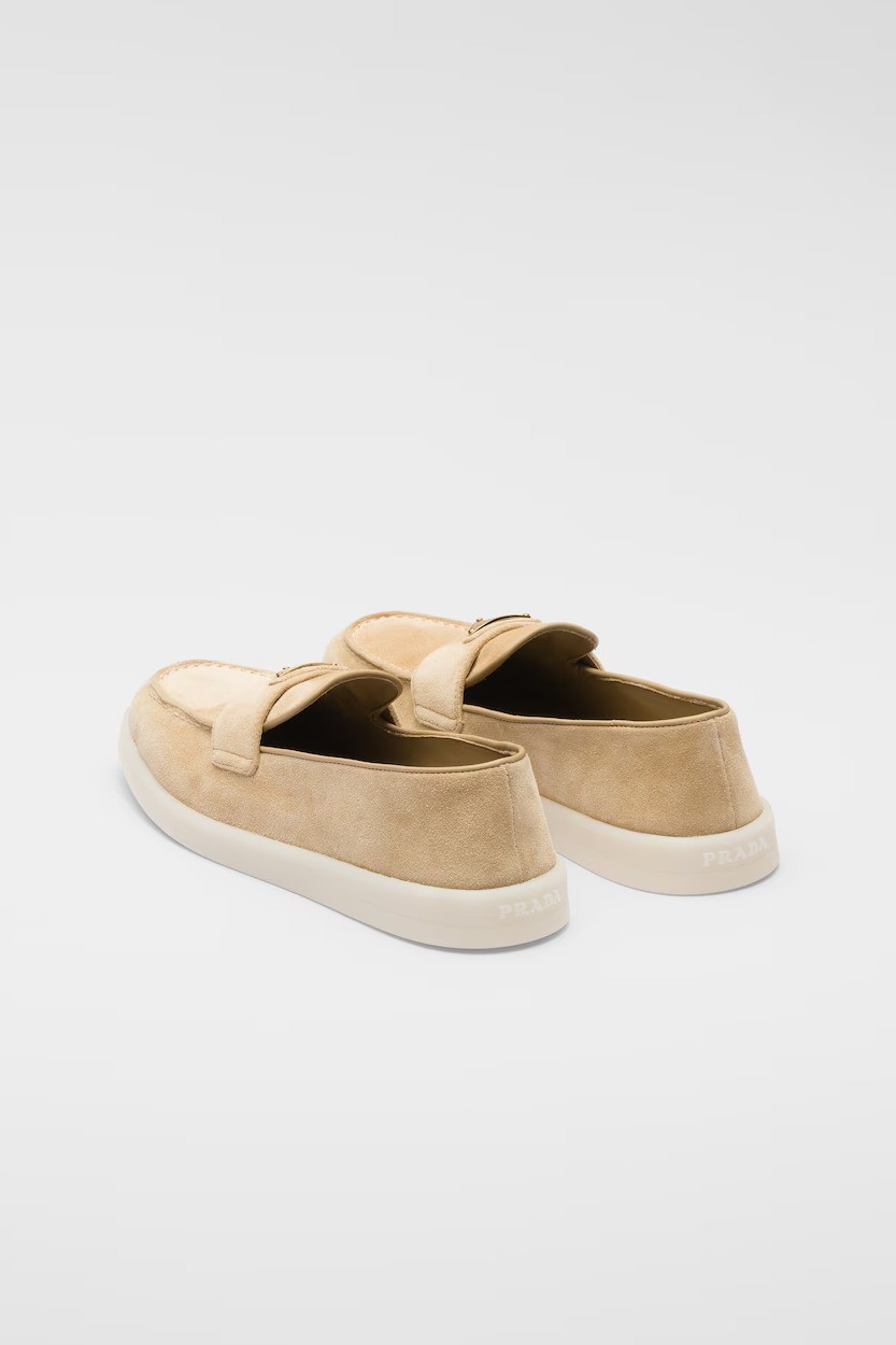 Suede leather loafers - Ecru