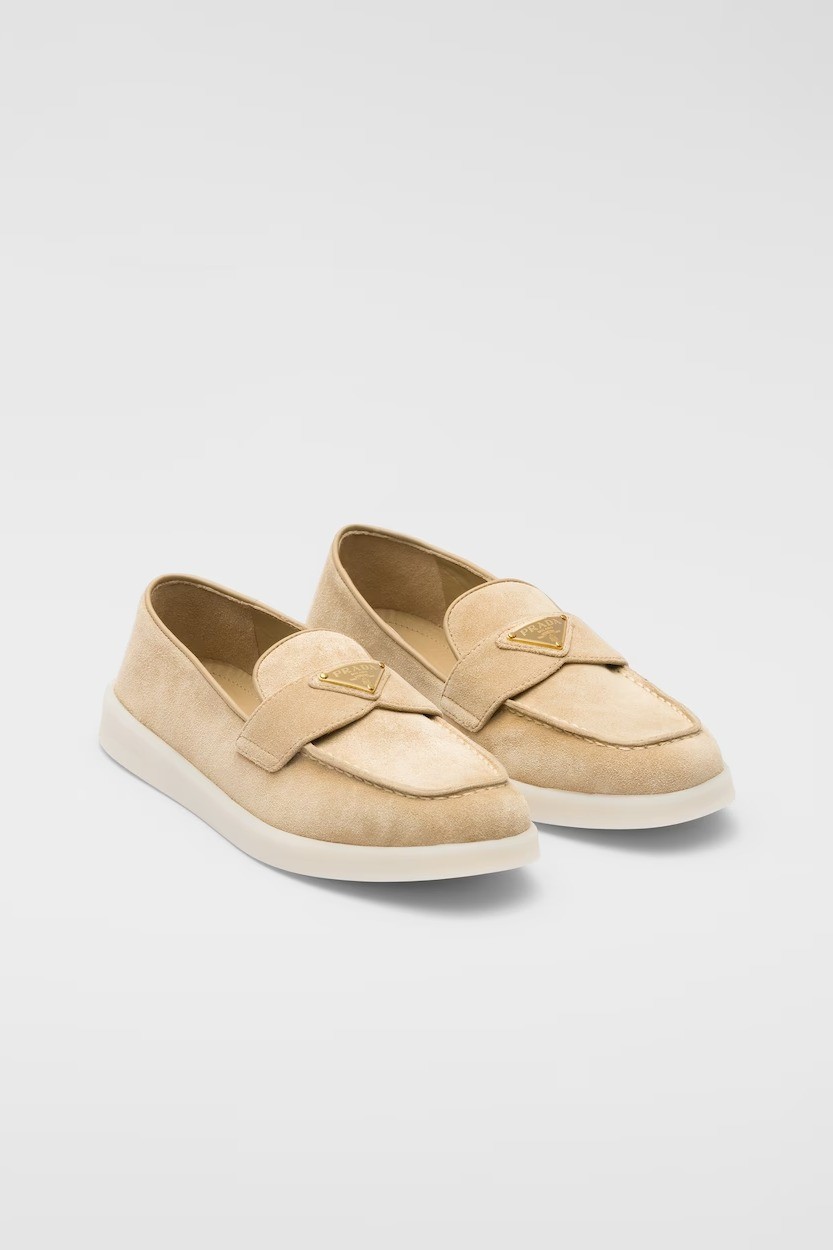 Suede leather loafers - Ecru