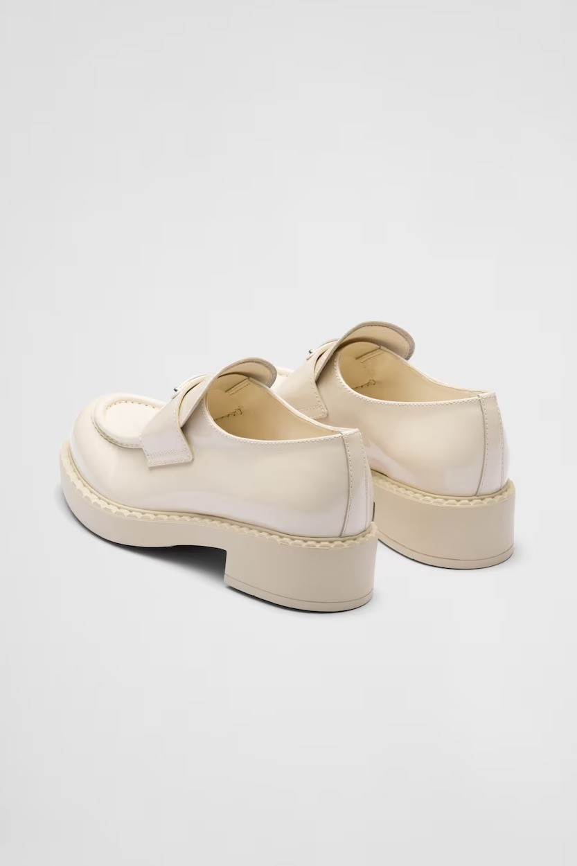 Chocolate patent leather loafers - Ivory