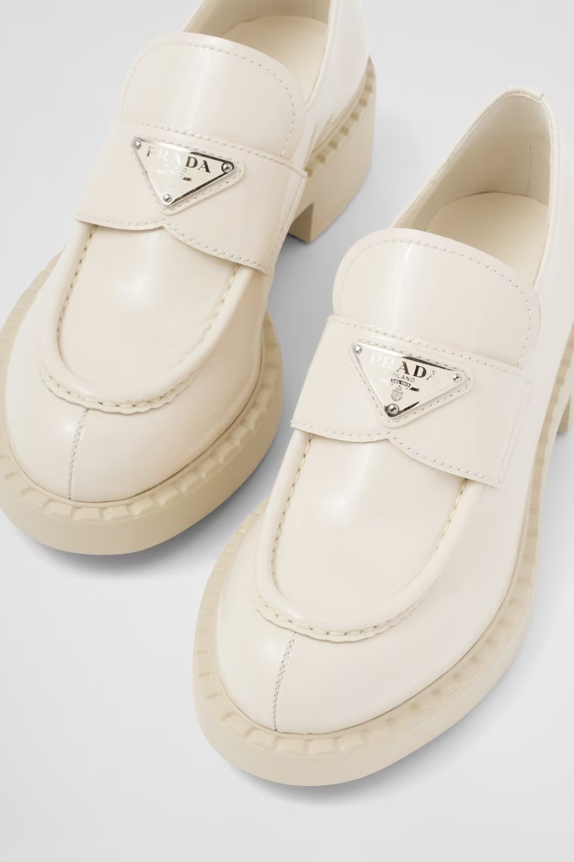 Chocolate patent leather loafers - Ivory