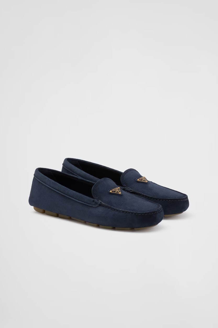 برادا - حذاء Suede driving loafers - كحلي