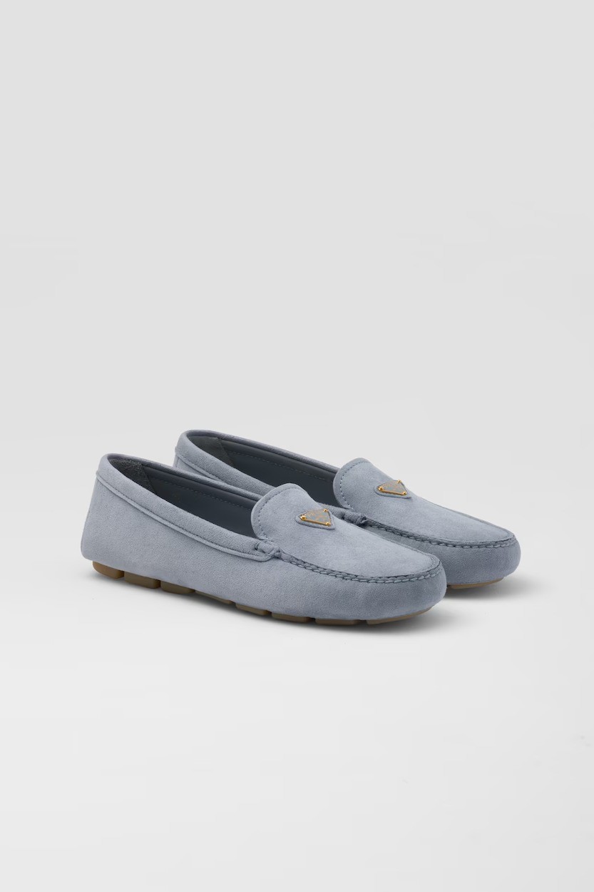 Prada - Suede driving loafers - Astral Blue