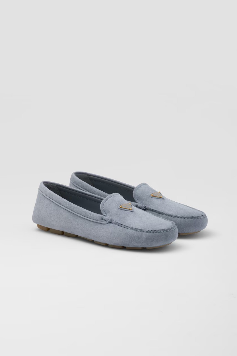 Suede driving loafers - Astral Blue