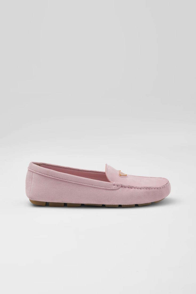 Suede driving loafers - Alabaster Pink