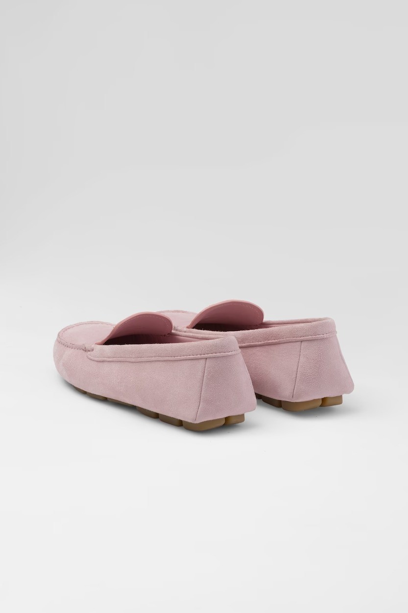 Suede driving loafers - Alabaster Pink