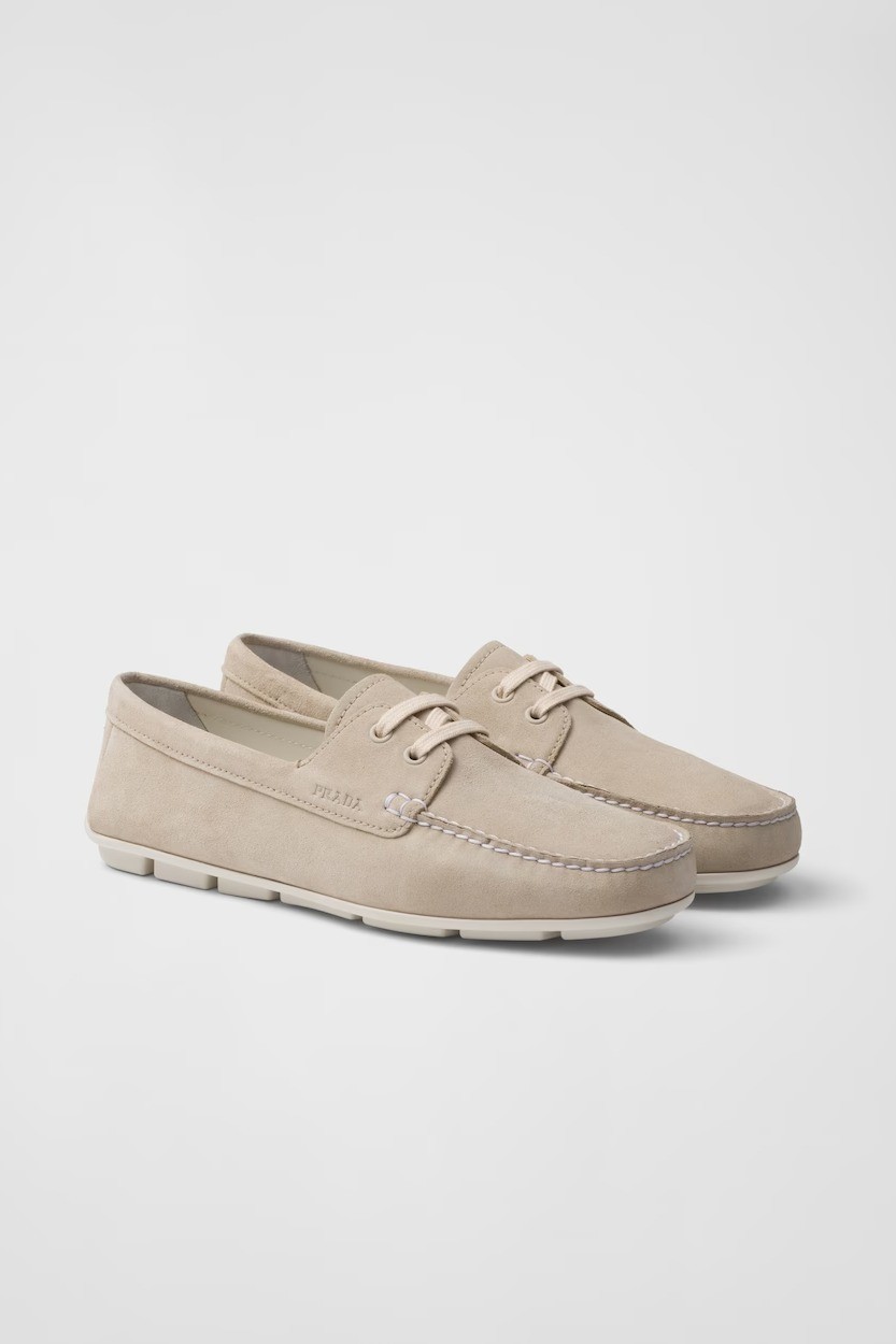 Prada - Suede driving shoes - Pumice Stone