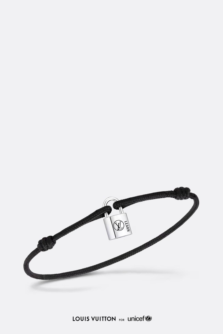 Silver Lockit Bracelet, Sterling Silver Black Laquered and Black Polyester Cord - Black