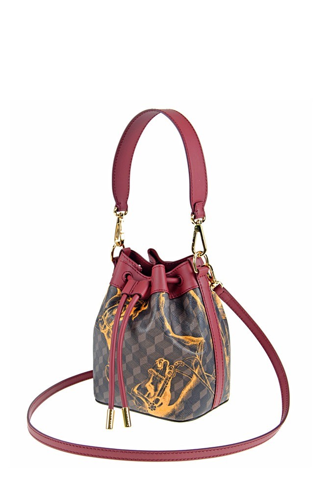 MICRO BUCKET BAG Cheval - Brown/saffron