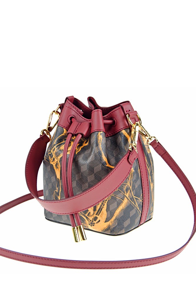 MICRO BUCKET BAG Cheval - Brown/saffron