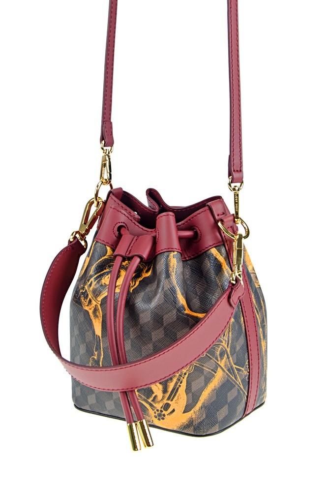 MICRO BUCKET BAG Cheval - Brown/saffron