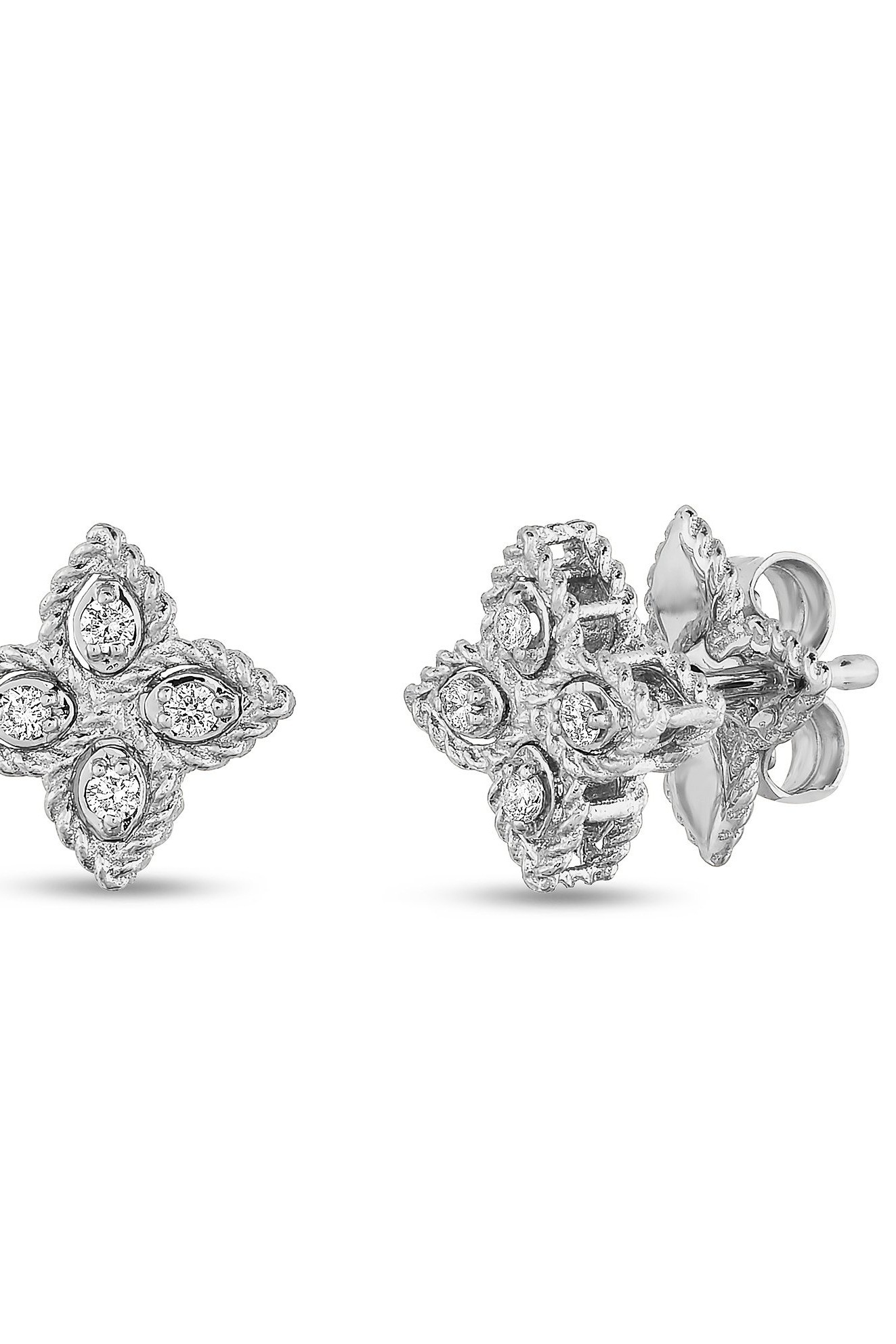 PRINCESS FLOWER EARRINGS WITH DIAMONDS - White Gold