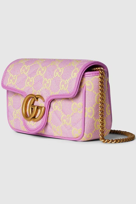 GG SUPER MINI SHOULDER BAG - Lilac and yellow