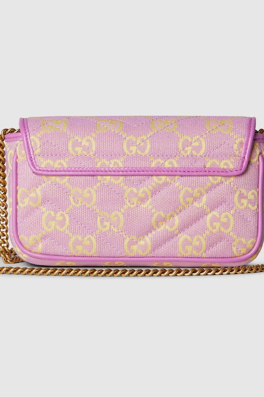 GG SUPER MINI SHOULDER BAG - Lilac and yellow