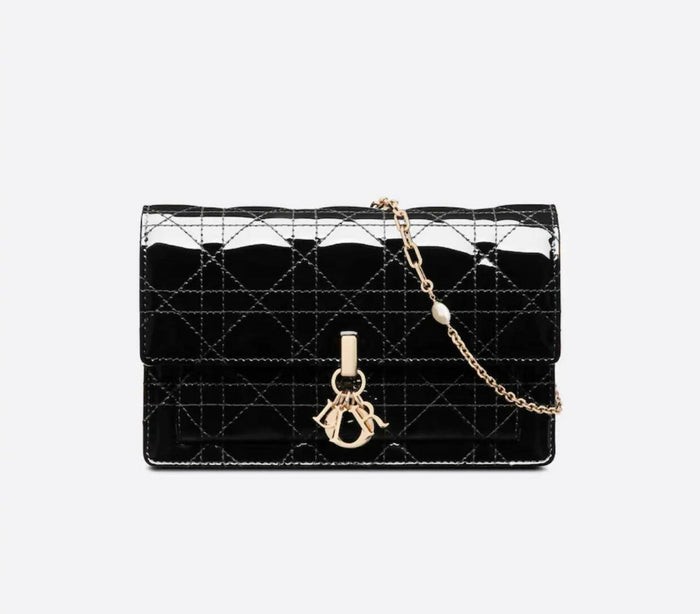 Dior - Dior Lady Dior Chain Pouch - Shiny Black – Shop It