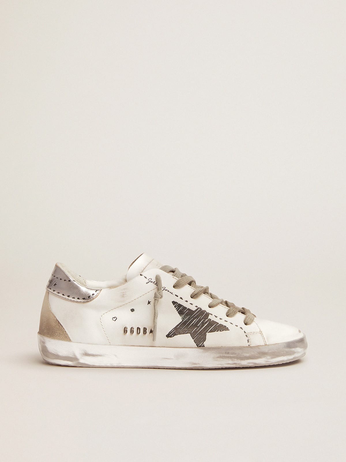 Golden Goose - Superstar Sneakers In Laminated Leather - Silver – Shop It