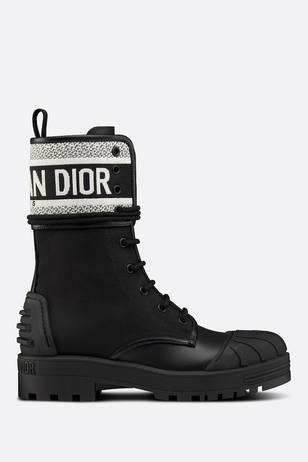 ديور - حذاء D-Major للكاحل - أسود وأبيض فاتح لامع